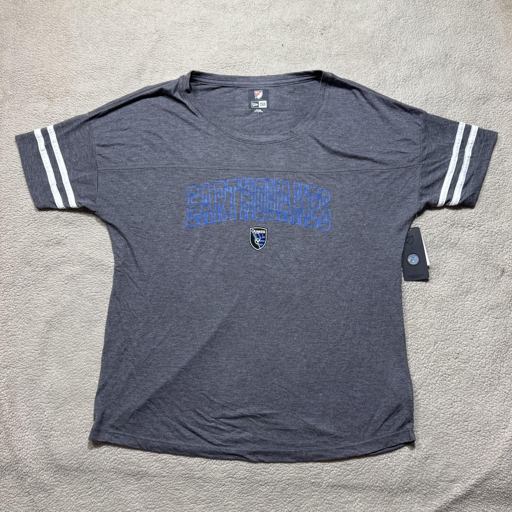 San Jose Earthquakes Shirt Womens Large Gray MLS Soccer Team Tee New Era New Tag